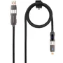 Nano Cable 10.01.2501 Cable USB-C 2.0 Intercambiable 27W con Display Digital, USB-C/USB-A a Lightning/USB-C, Carga y Datos, Mallado Negro, 1 Metro